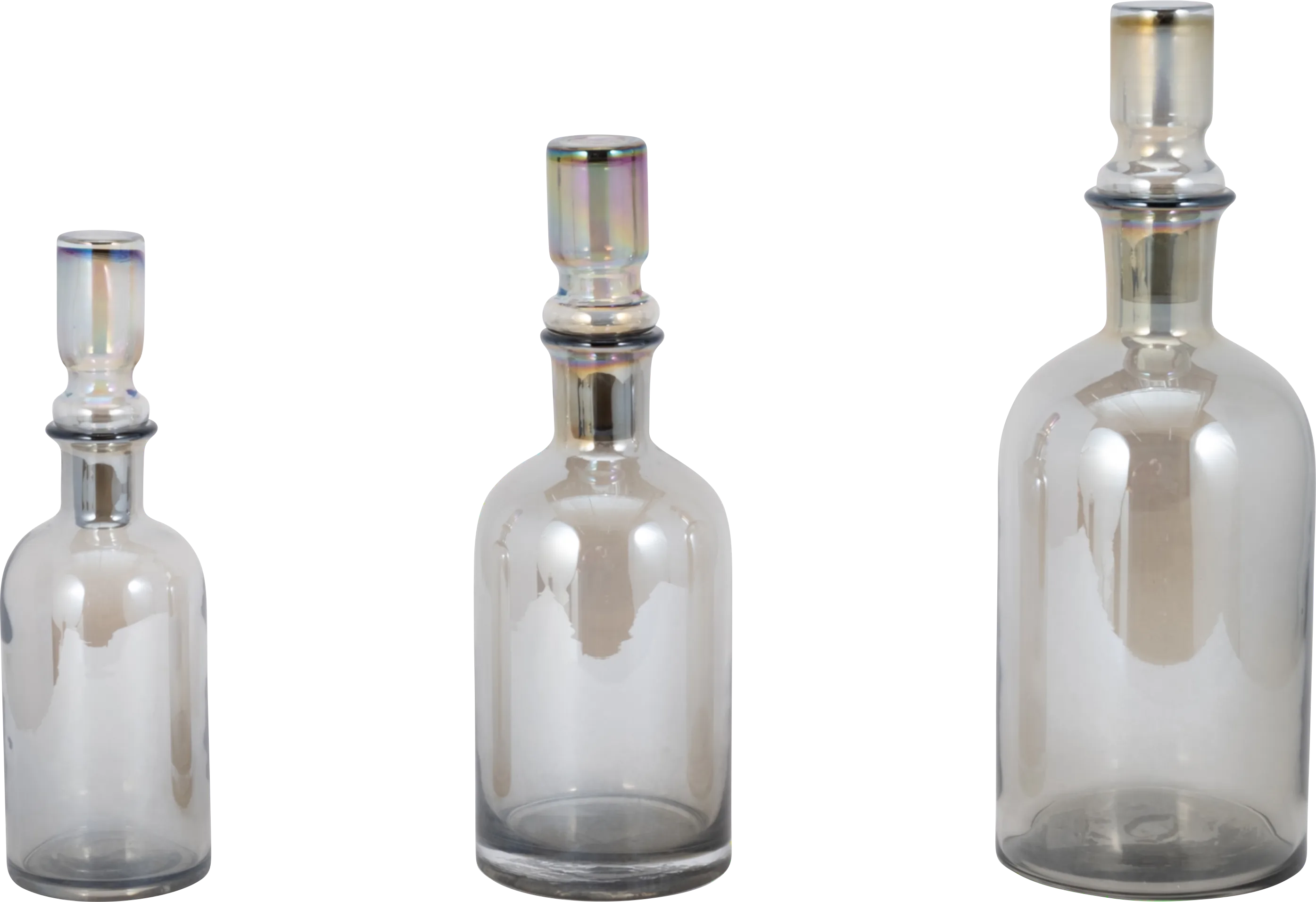 Renno Gray Glass Bottle, Set of 3
