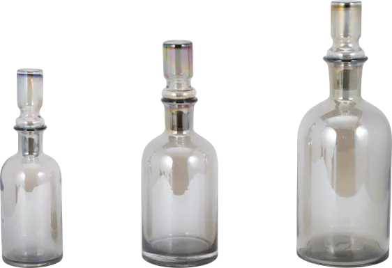 Renno Gray Glass Bottle, Set of 3