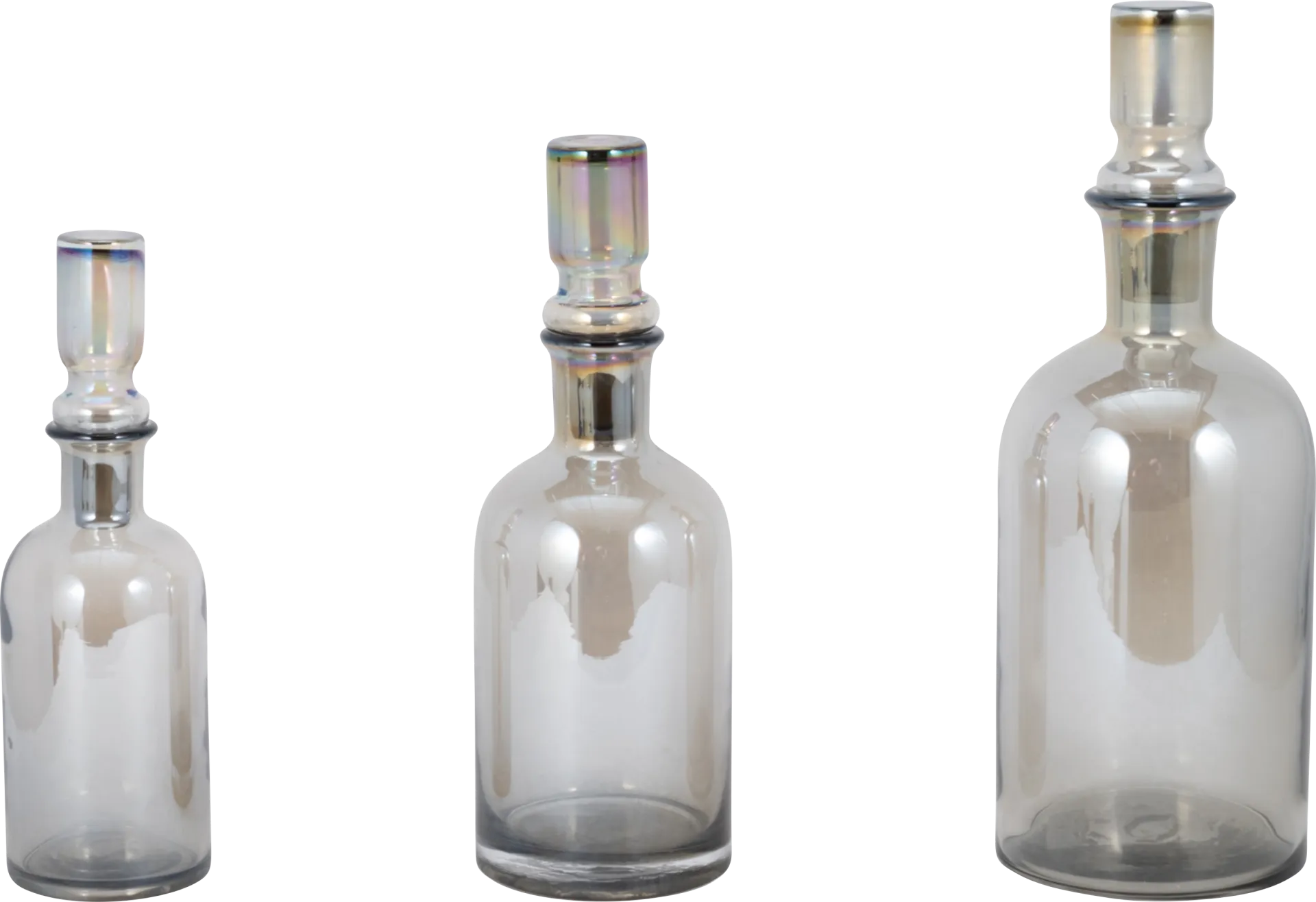 Renno Gray Glass Bottle, Set of 3 - Image 1