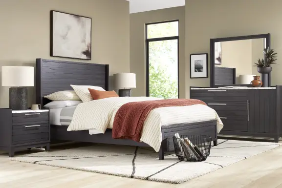 Ellenbrook Black 5 Pc King Panel Bedroom