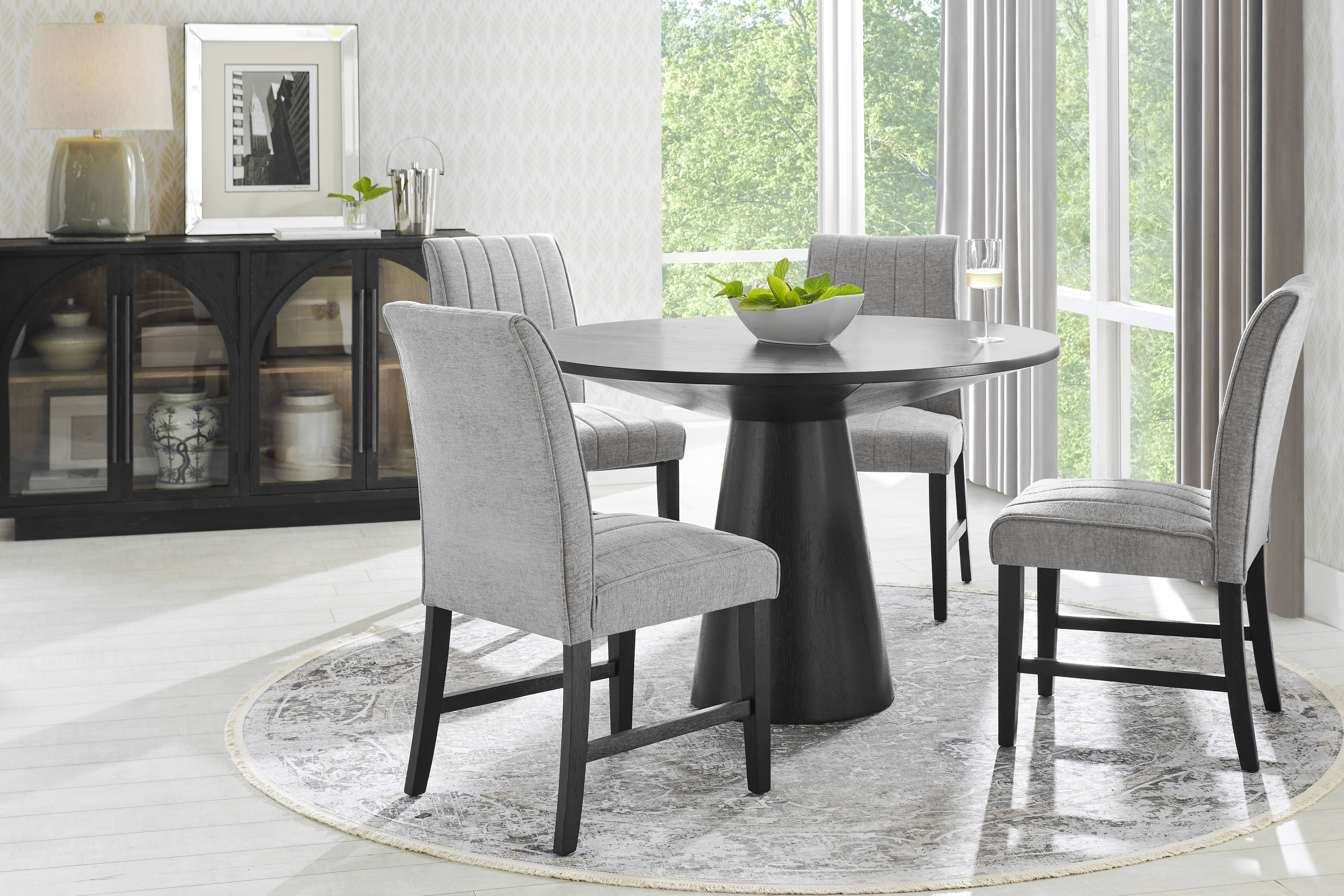 Kendall Black 5 Pc 48" Round Dining Room with Gray Side Chairs - Thumbnail - Image 1