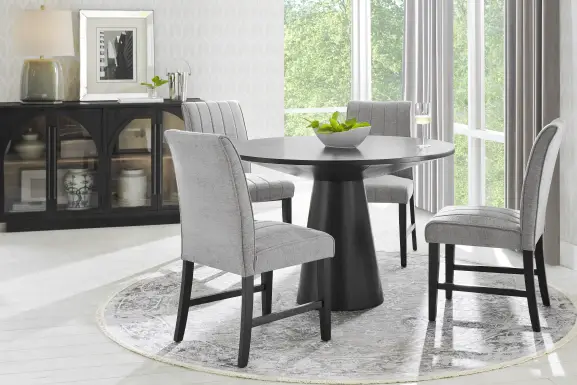 Kendall Black 5 Pc 48" Round Dining Room with Gray Side Chairs