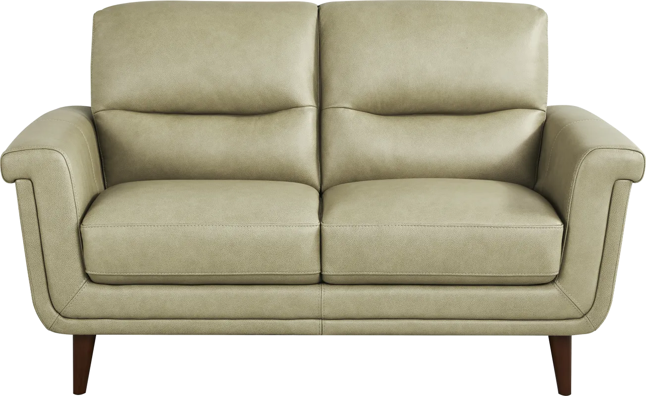 Harrington Park Sage Leather Loveseat