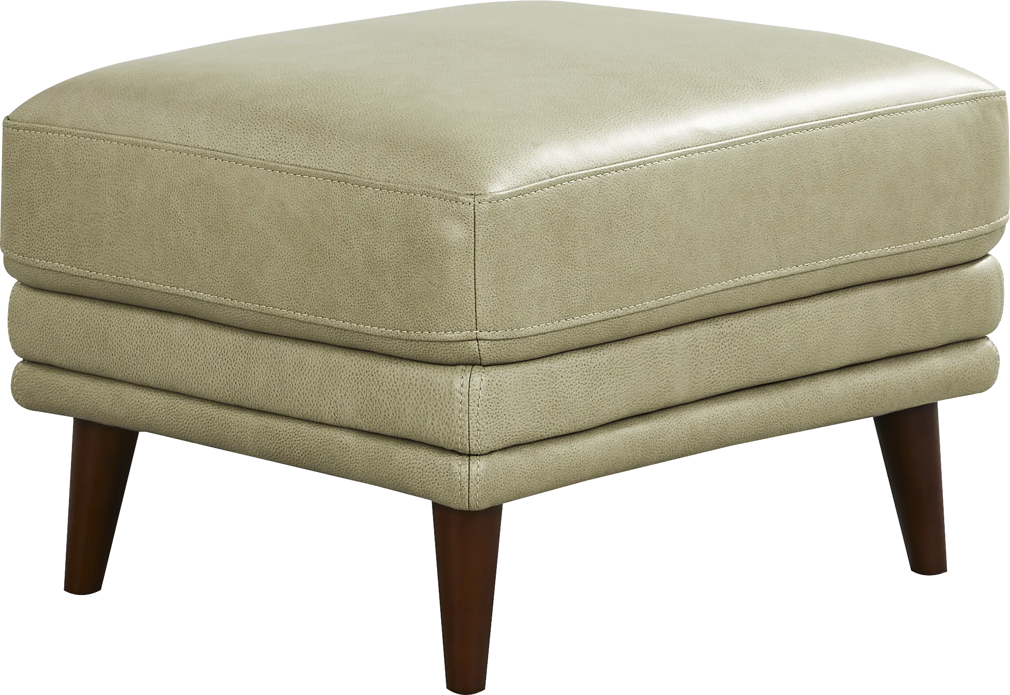 Harrington Park Sage Leather Ottoman - Image 1