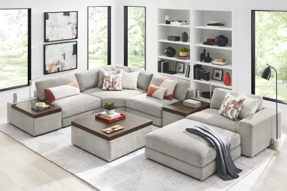 Gray 7 Pc ModularThree with Media Consoles