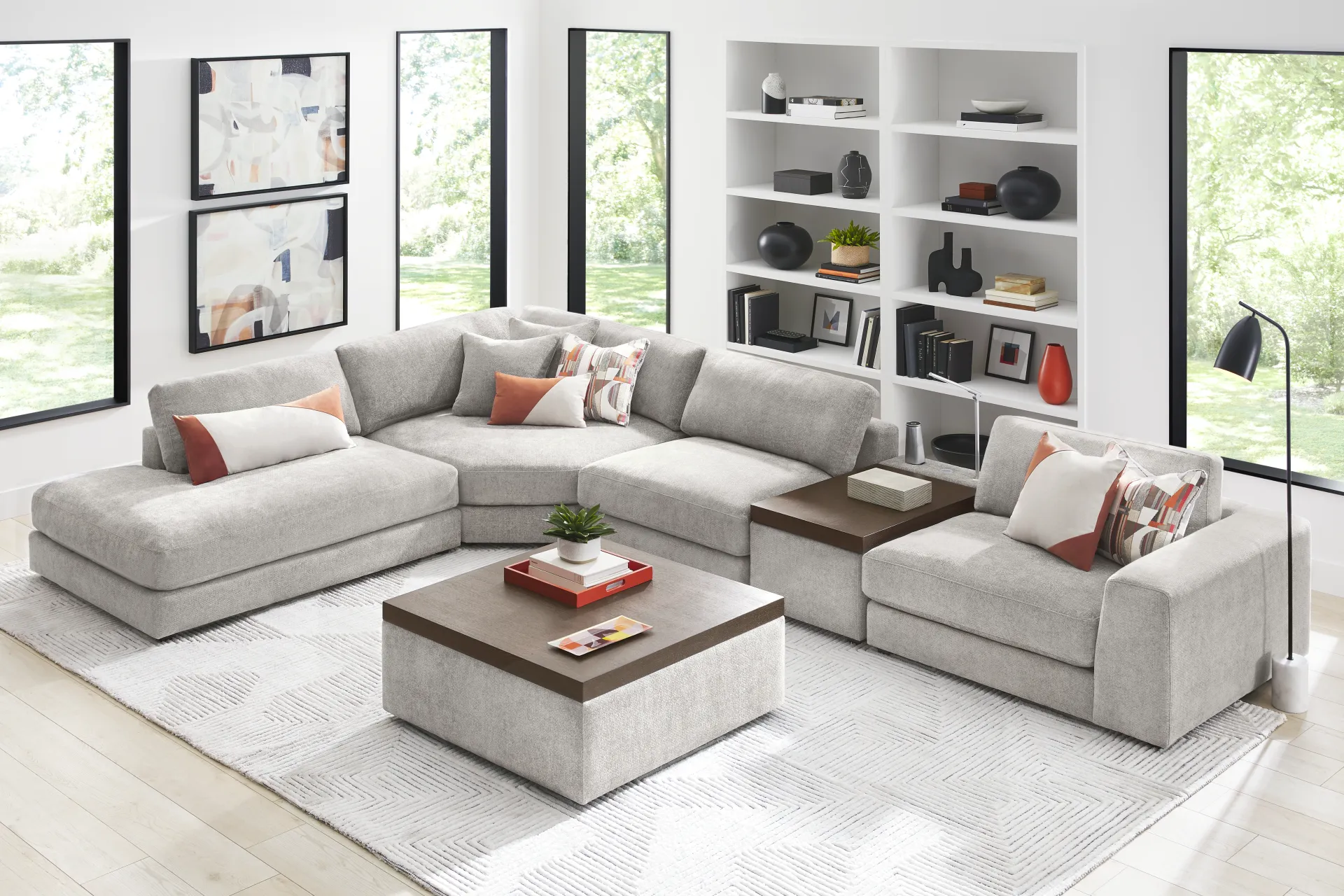 Gray 5 Pc ModularThree with Media Console - Image 1