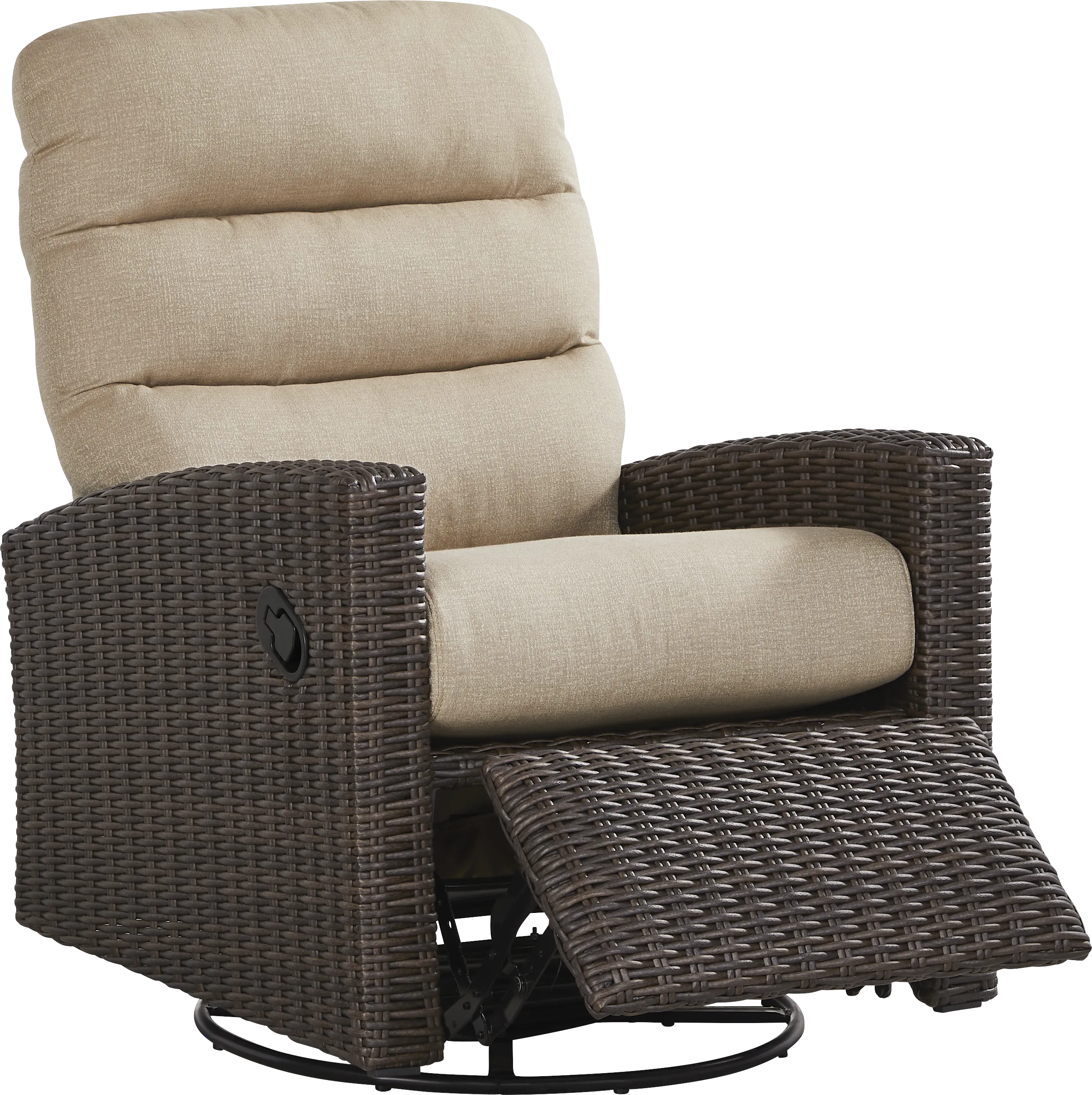 Ria Espresso Outdoor Glider Recliner with Beige Cushions - Thumbnail - Image 1
