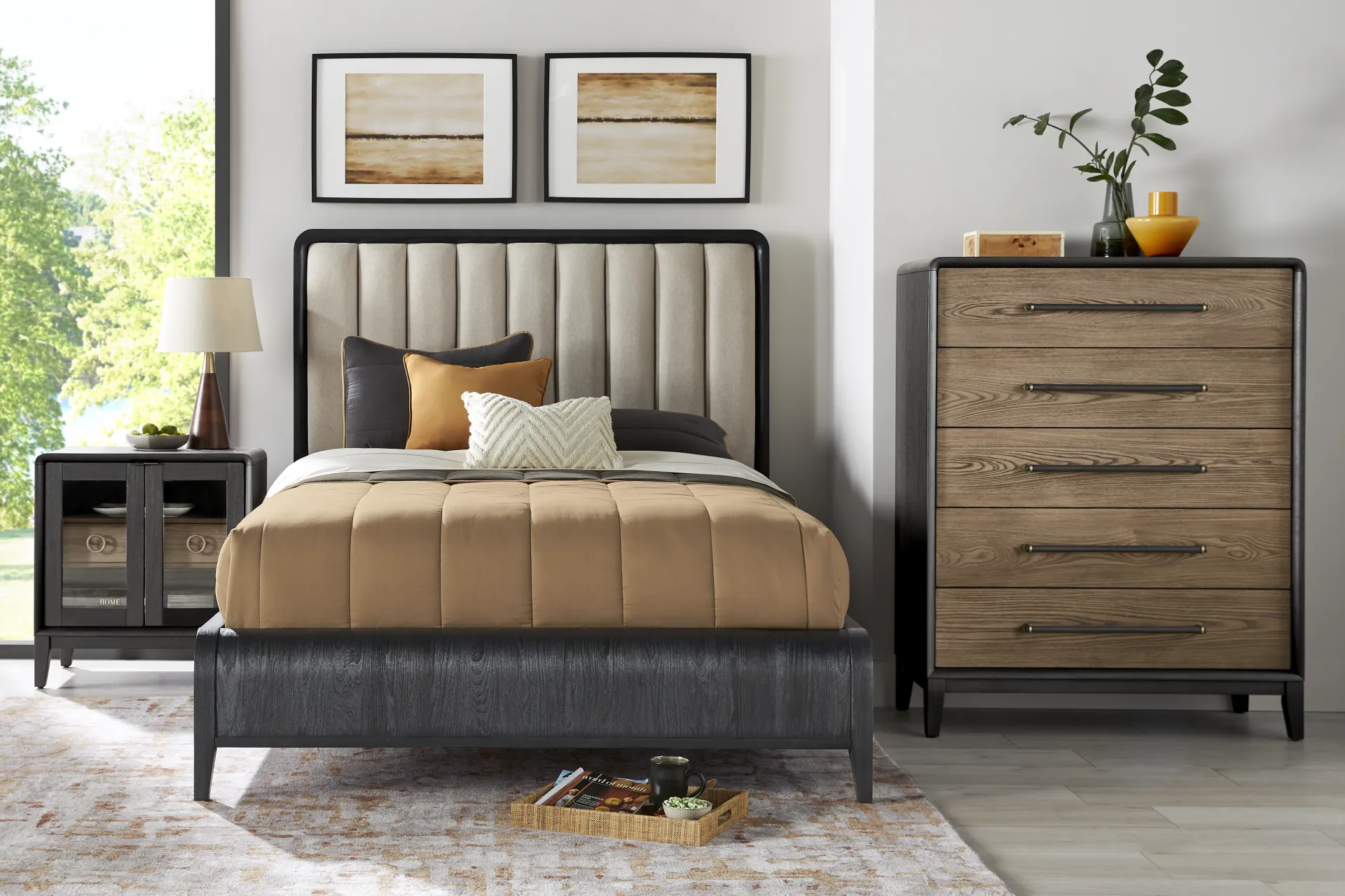 Archer Grove Black 5 Pc King Upholstered Bedroom - Image 1