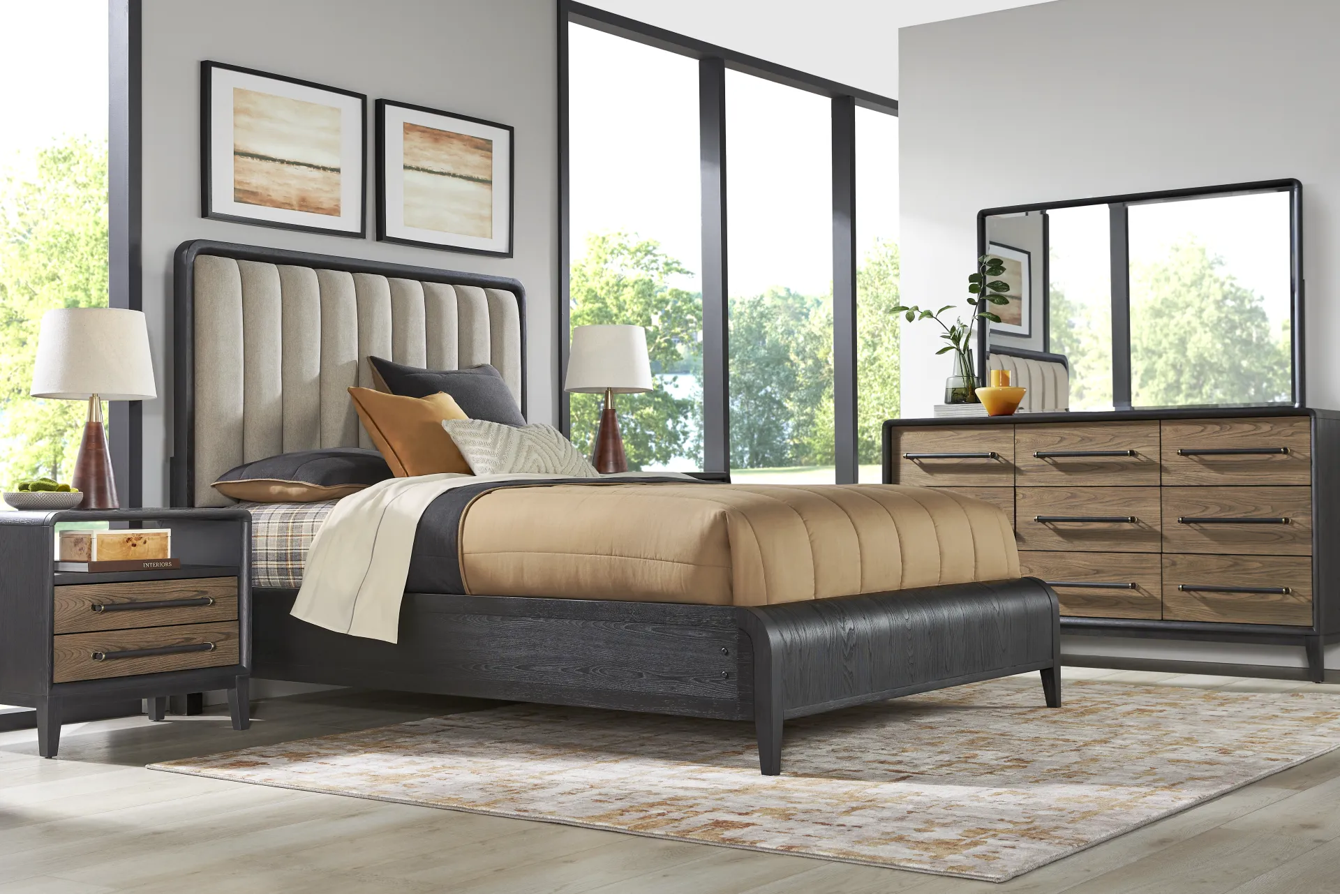 Archer Grove Black 5 Pc King Upholstered Bedroom - Image 1