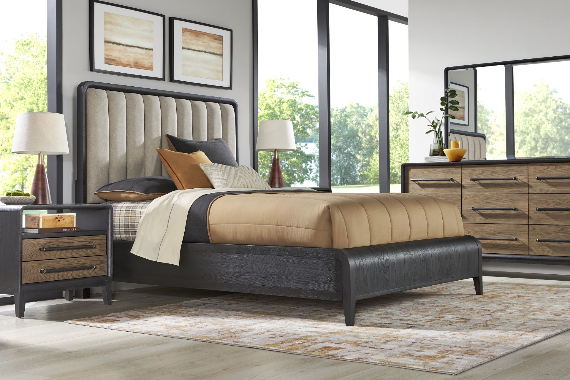 Archer Grove Black 5 Pc Queen Upholstered Bedroom - Image 2
