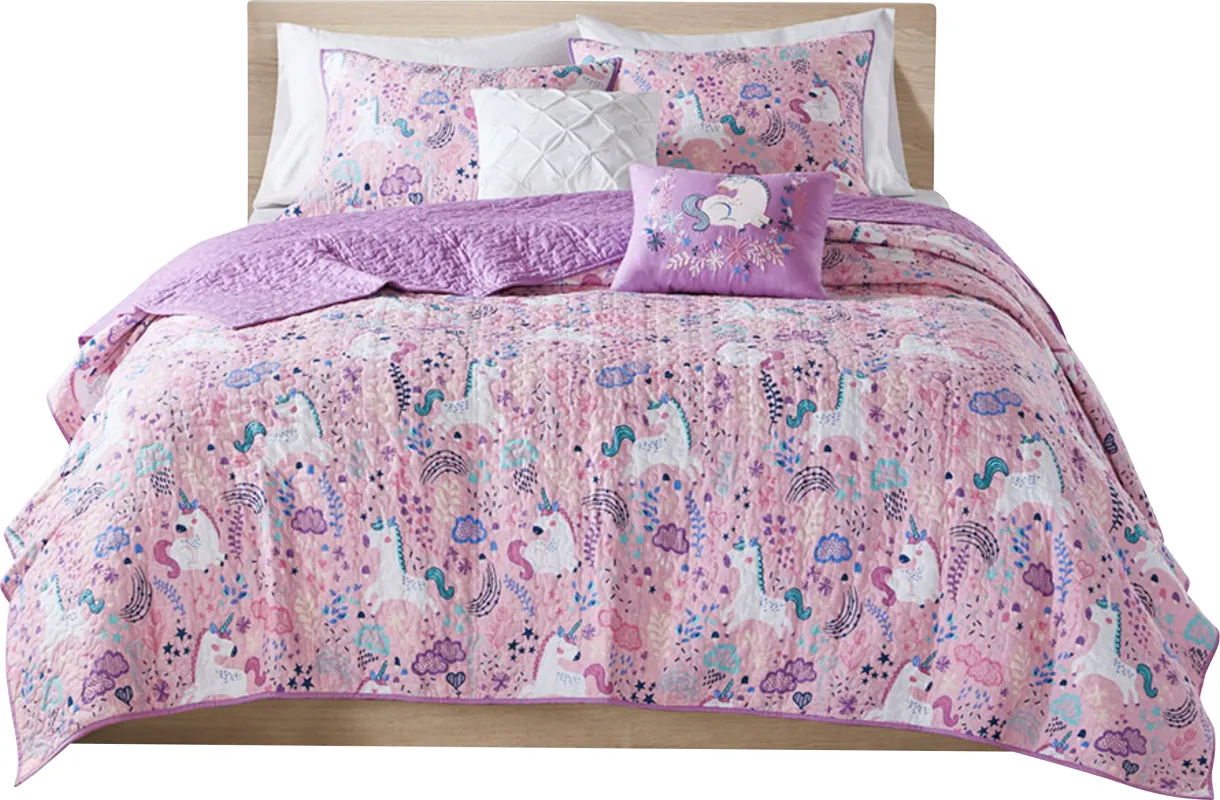 Nicor Pink Twin Quilt Set
