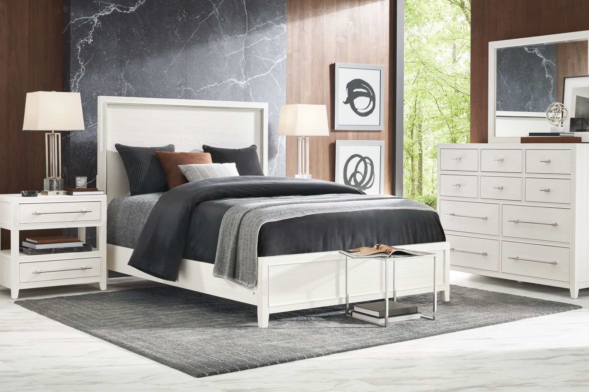 Aruba White 5 Pc King Panel Bedroom - Image 1
