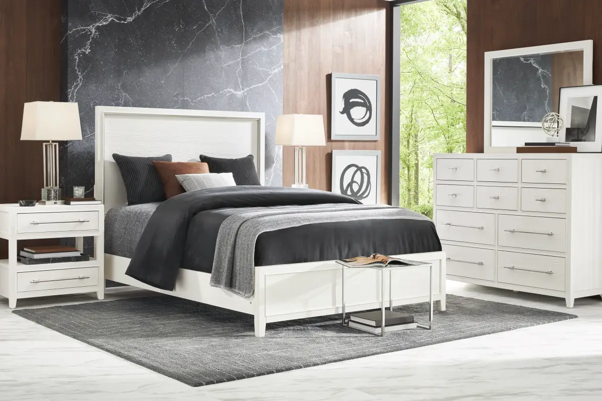 Aruba White 5 Pc Queen Panel Bedroom