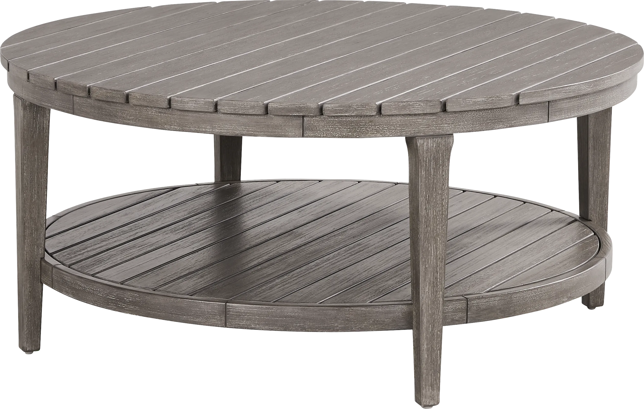 Forest Hills Gray Round Wood Outdoor Cocktail Table - Thumbnail - Image 1