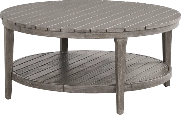Forest Hills Gray Round Wood Outdoor Cocktail Table