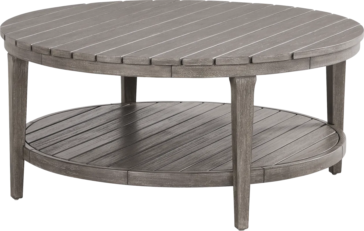 Forest Hills Gray Round Wood Outdoor Cocktail Table