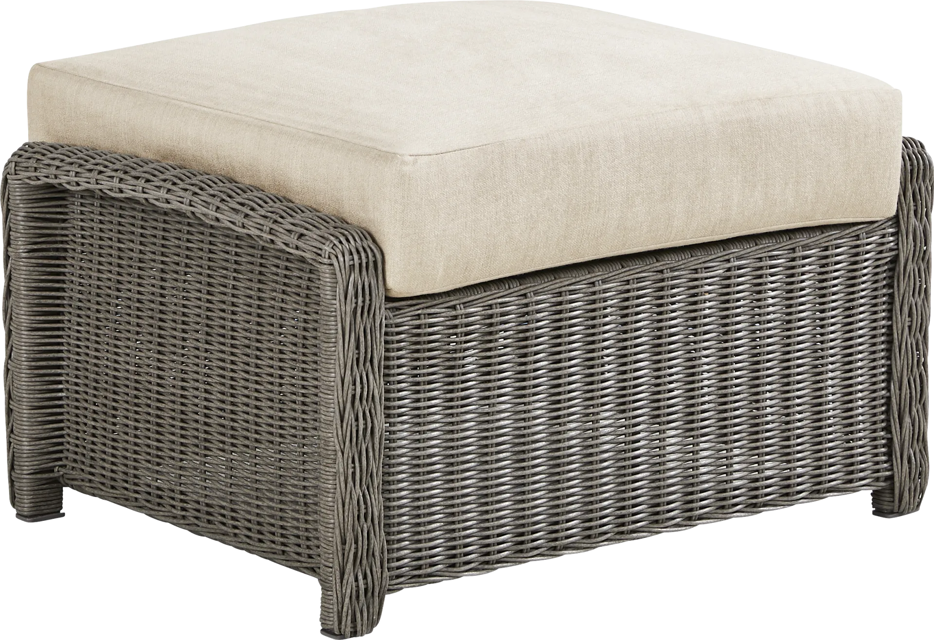 Forest Hills Gray Outdoor Ottoman with Beige Cushion - Image 1