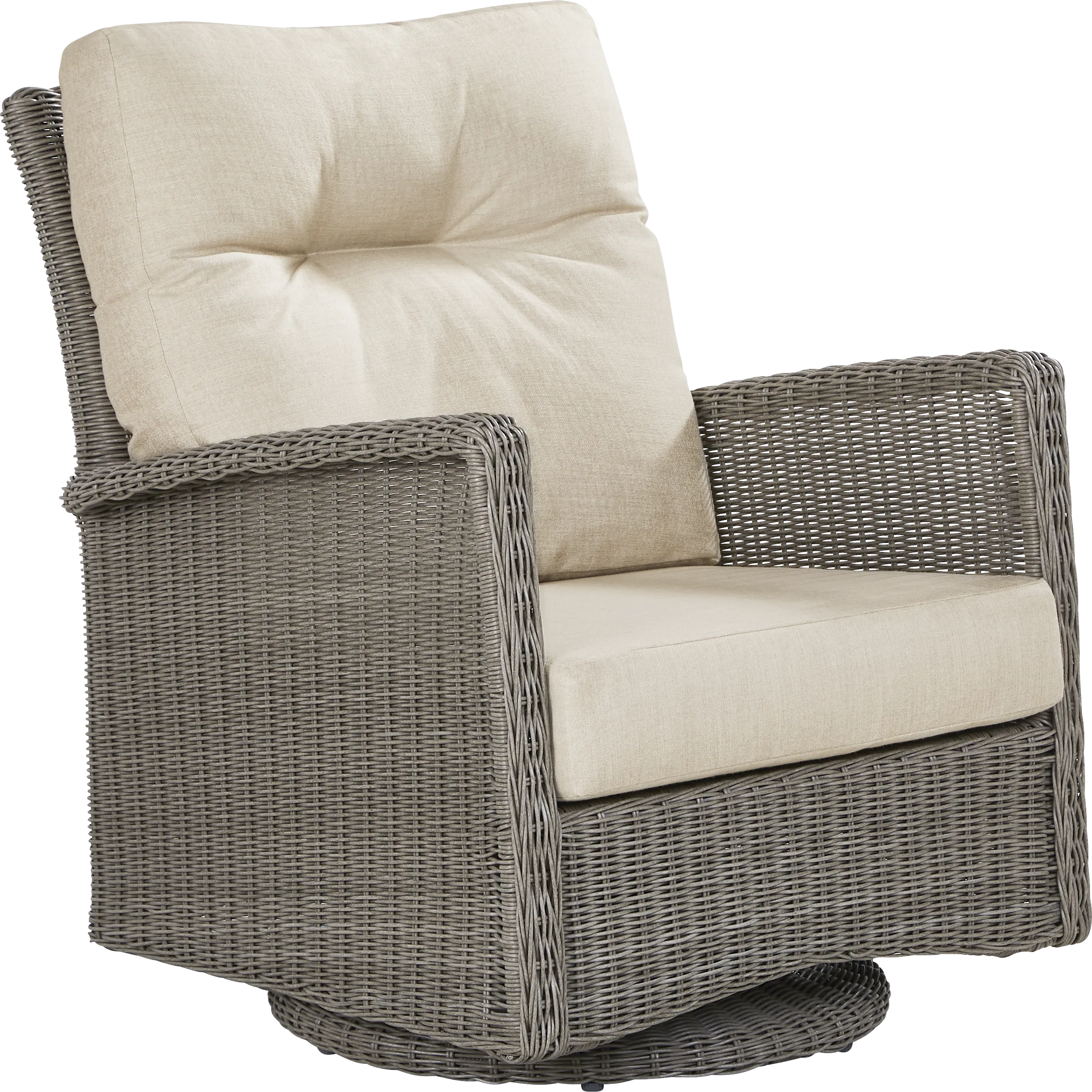 Forest Hills Gray 5 Pc Outdoor Chat Set with Swivel Chairs and Beige Cushions - Thumbnail - Image 2