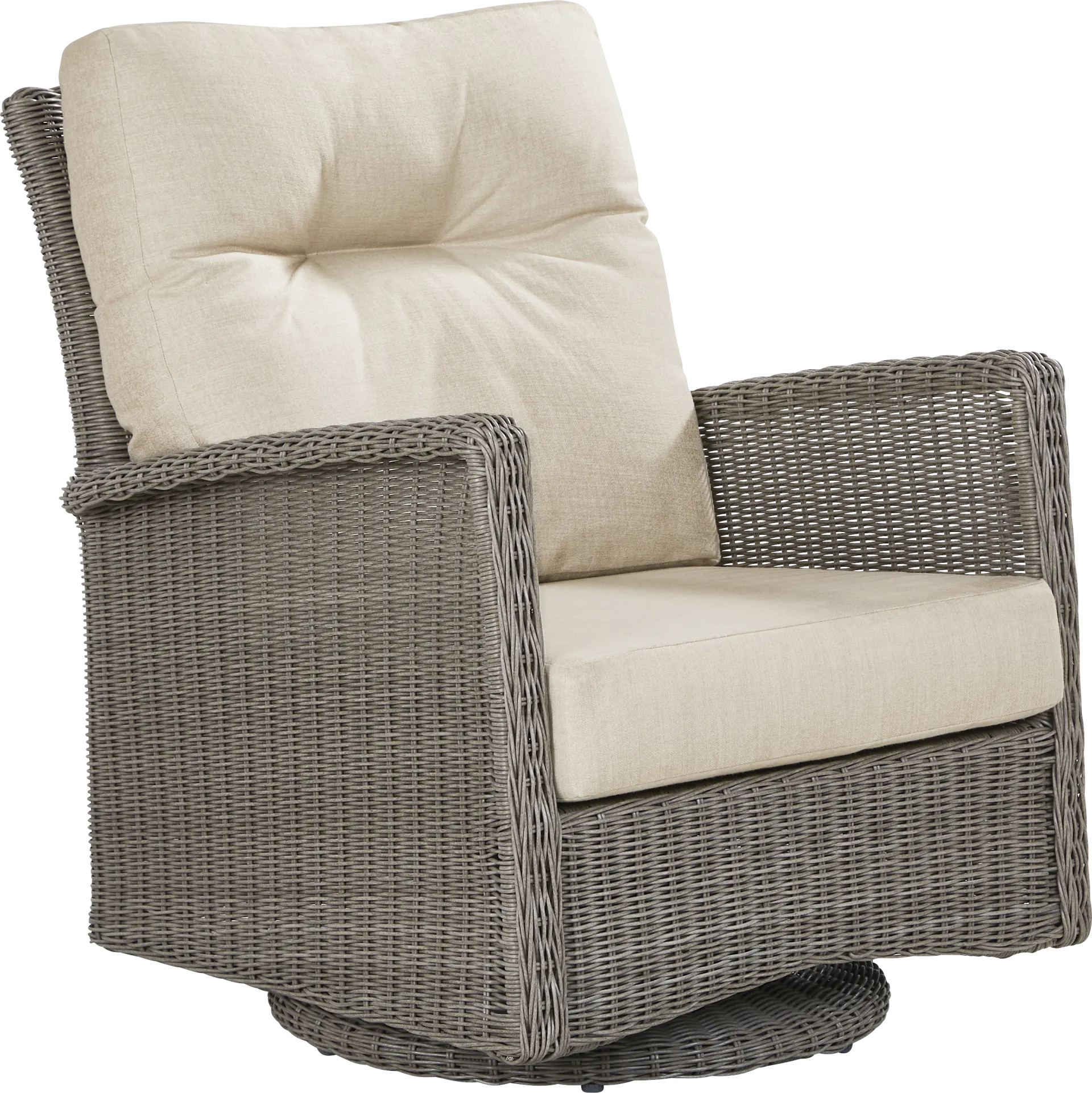 Forest Hills Gray Outdoor Swivel Chair with Beige Cushions - Image 2