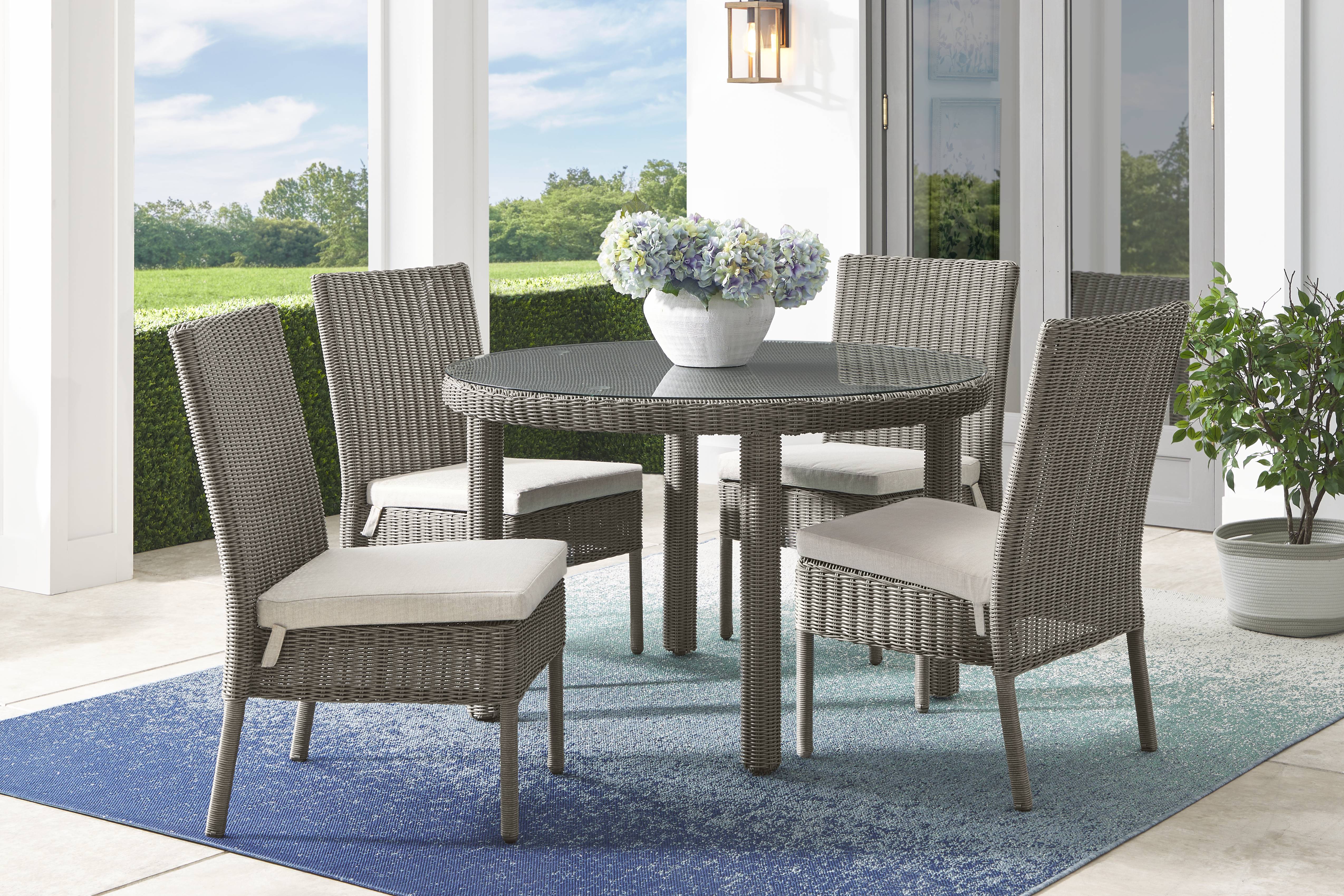 Forest Hills Gray Round Outdoor Dining Table - Thumbnail - Image 2