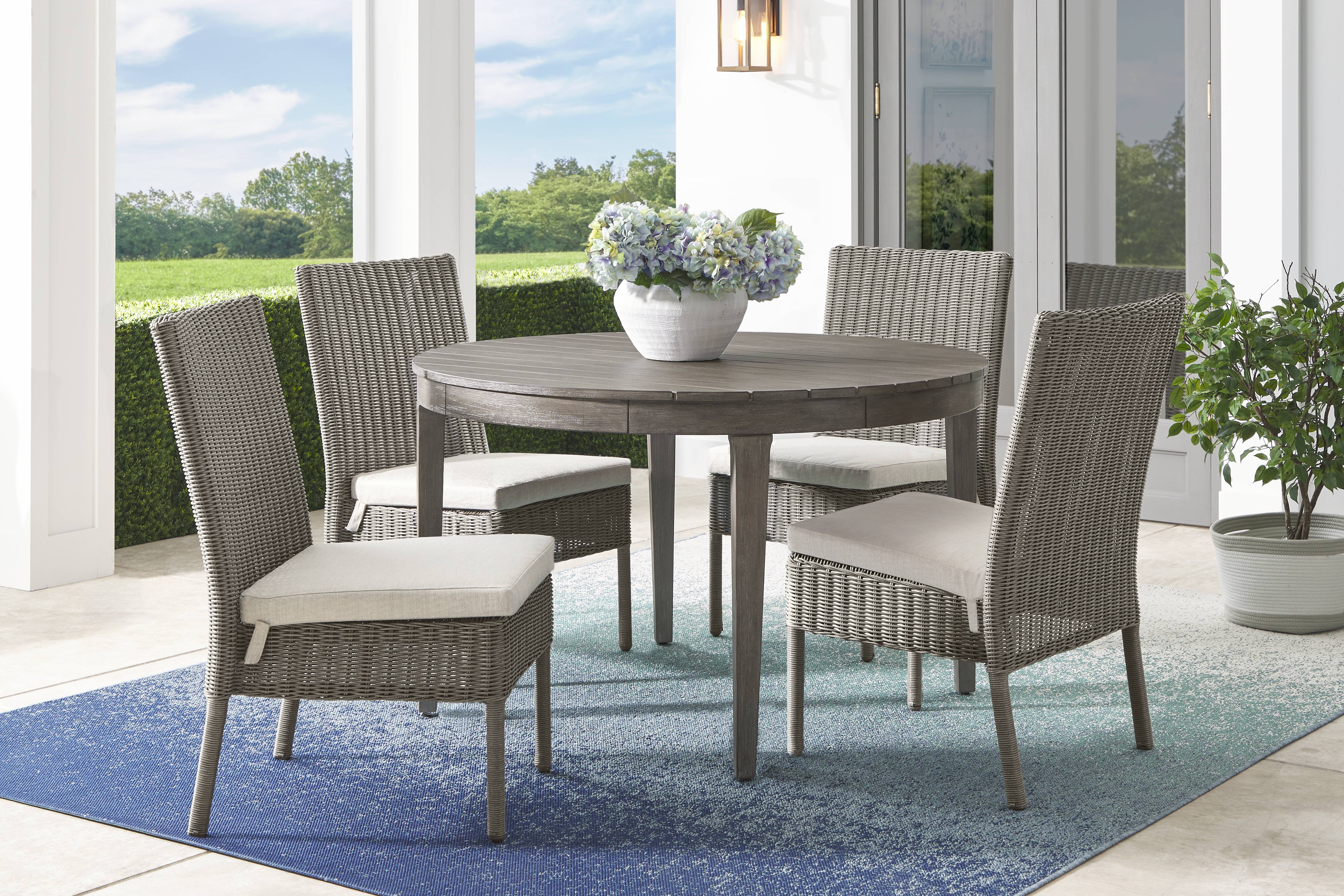 Forest Hills Gray 5 Pc Round Wood Outdoor Dining Set - Thumbnail - Image 1