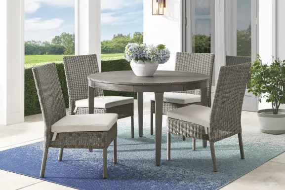 Forest Hills Gray Round Wood Outdoor Dining Table