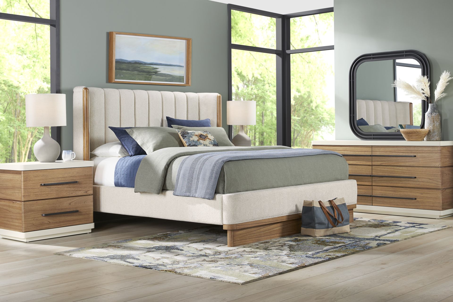 Bristol Bay Brown 5 Pc Upholstered Queen Bedroom - Image 1