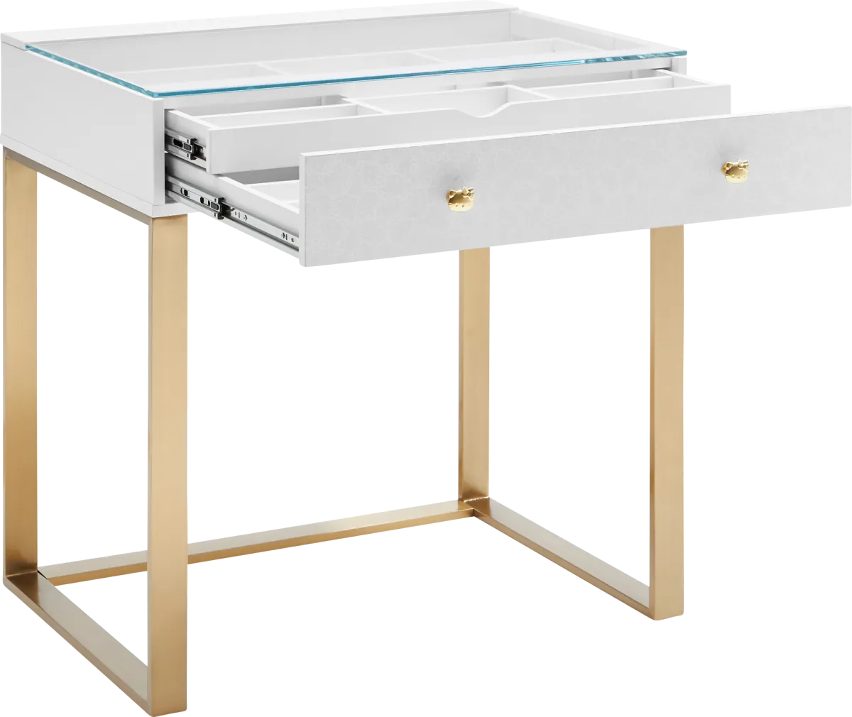 green emerald velvet dress Modern White Makeup Vanity Table & Study Writing Desk with Gold Metal