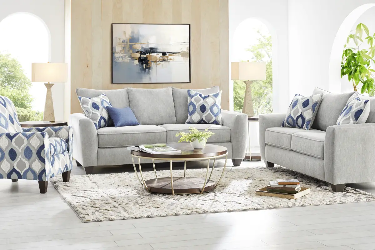 Dennin Heights Gray 8 Pc Living Room with Gel Foam Sleeper Sofa