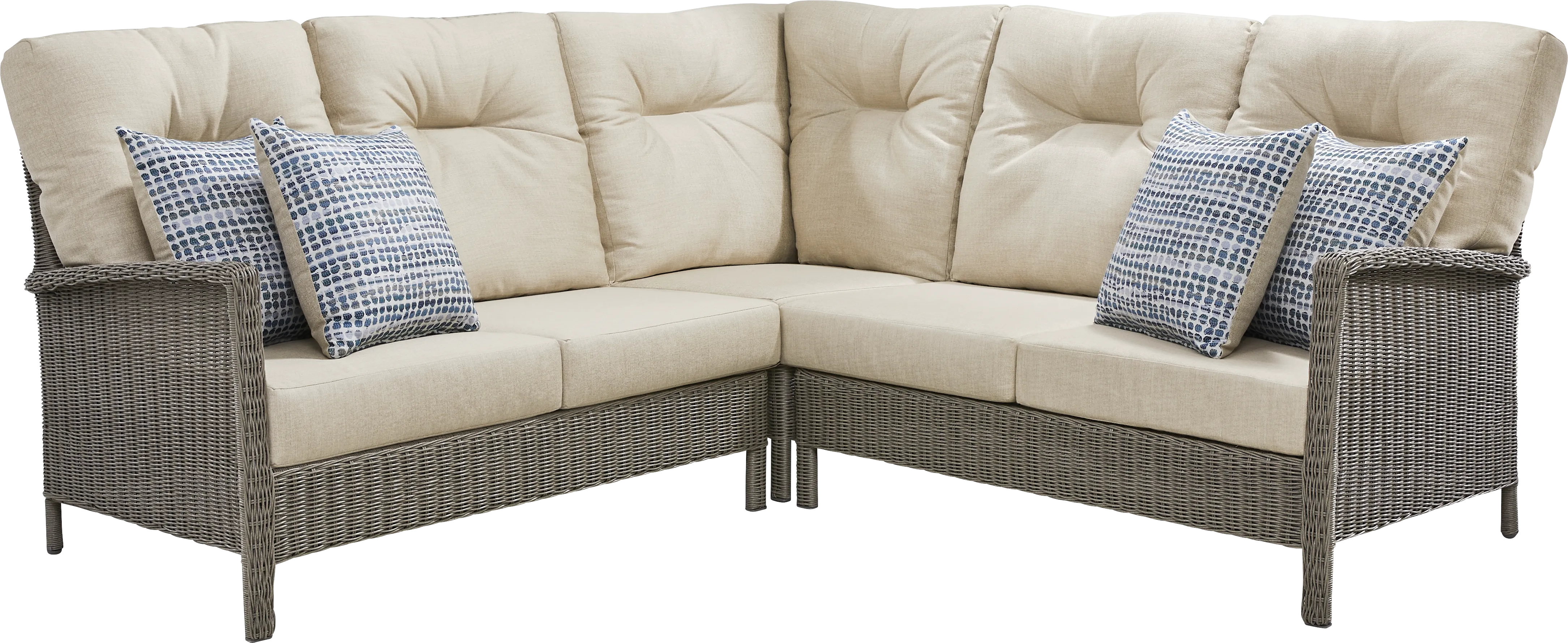 Forest Hills Gray 3 Pc Outdoor Sectional with Beige Cushions - Thumbnail - Image 1