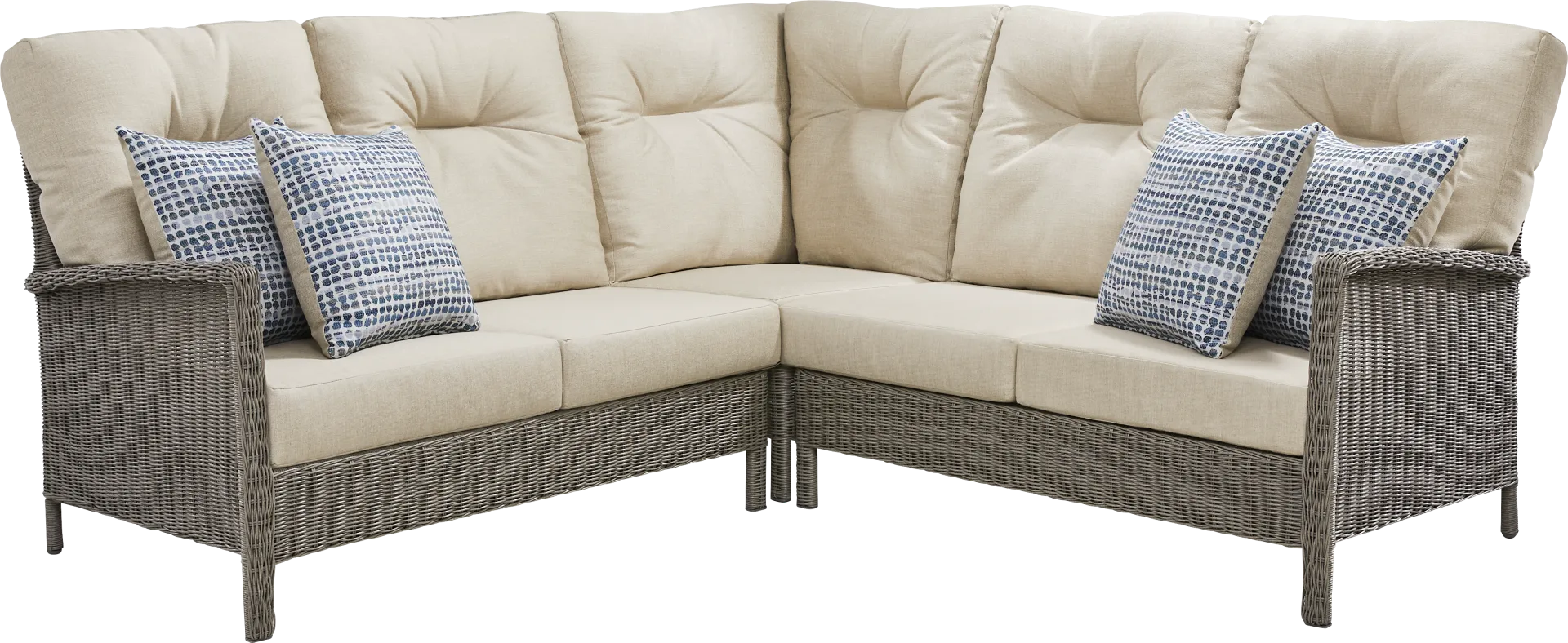 Forest Hills Gray 3 Pc Outdoor Sectional with Beige Cushions