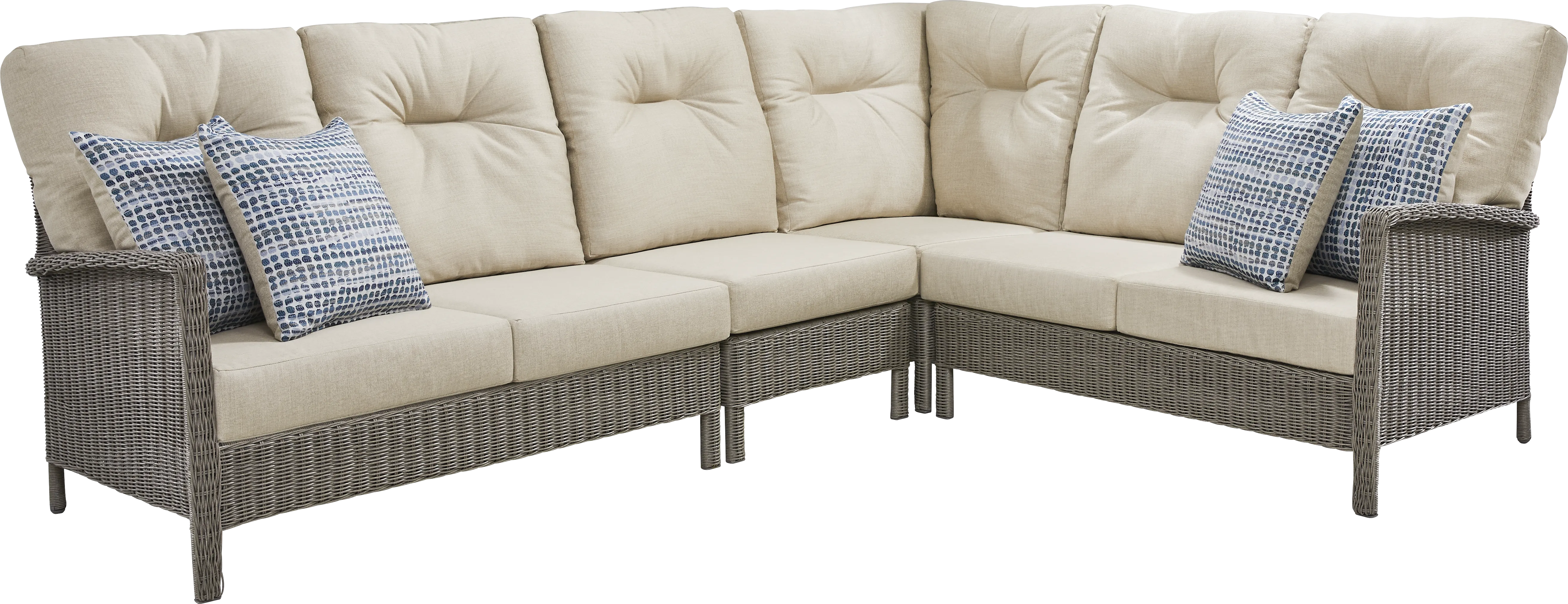 Forest Hills Gray 4 Pc Outdoor Sectional with Beige Cushions - Thumbnail - Image 1