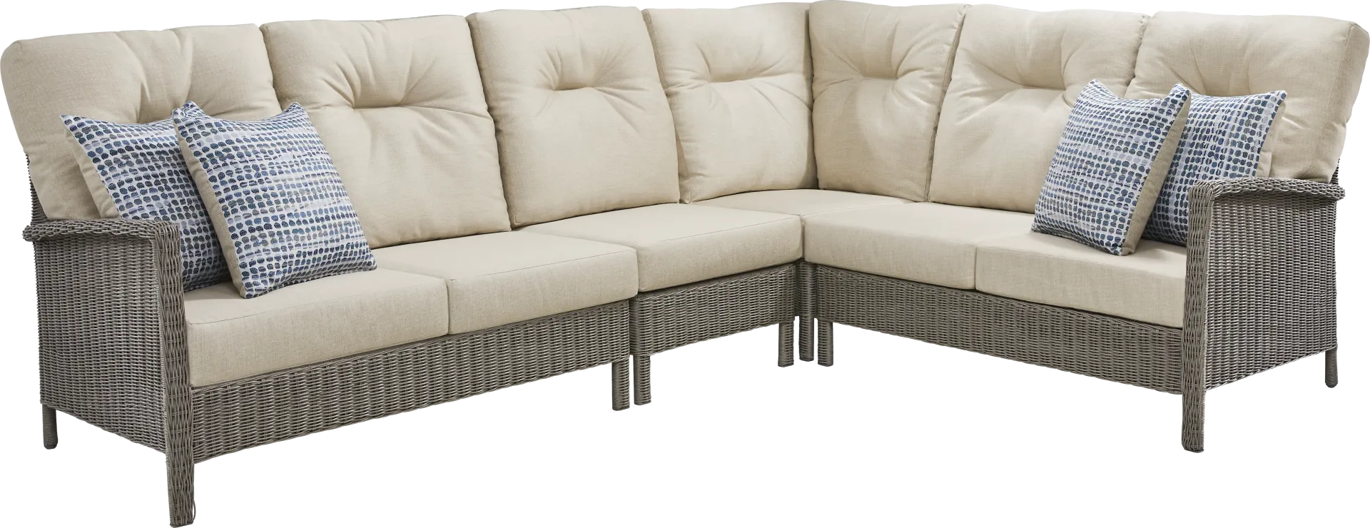 Forest Hills Gray 4 Pc Outdoor Sectional with Beige Cushions