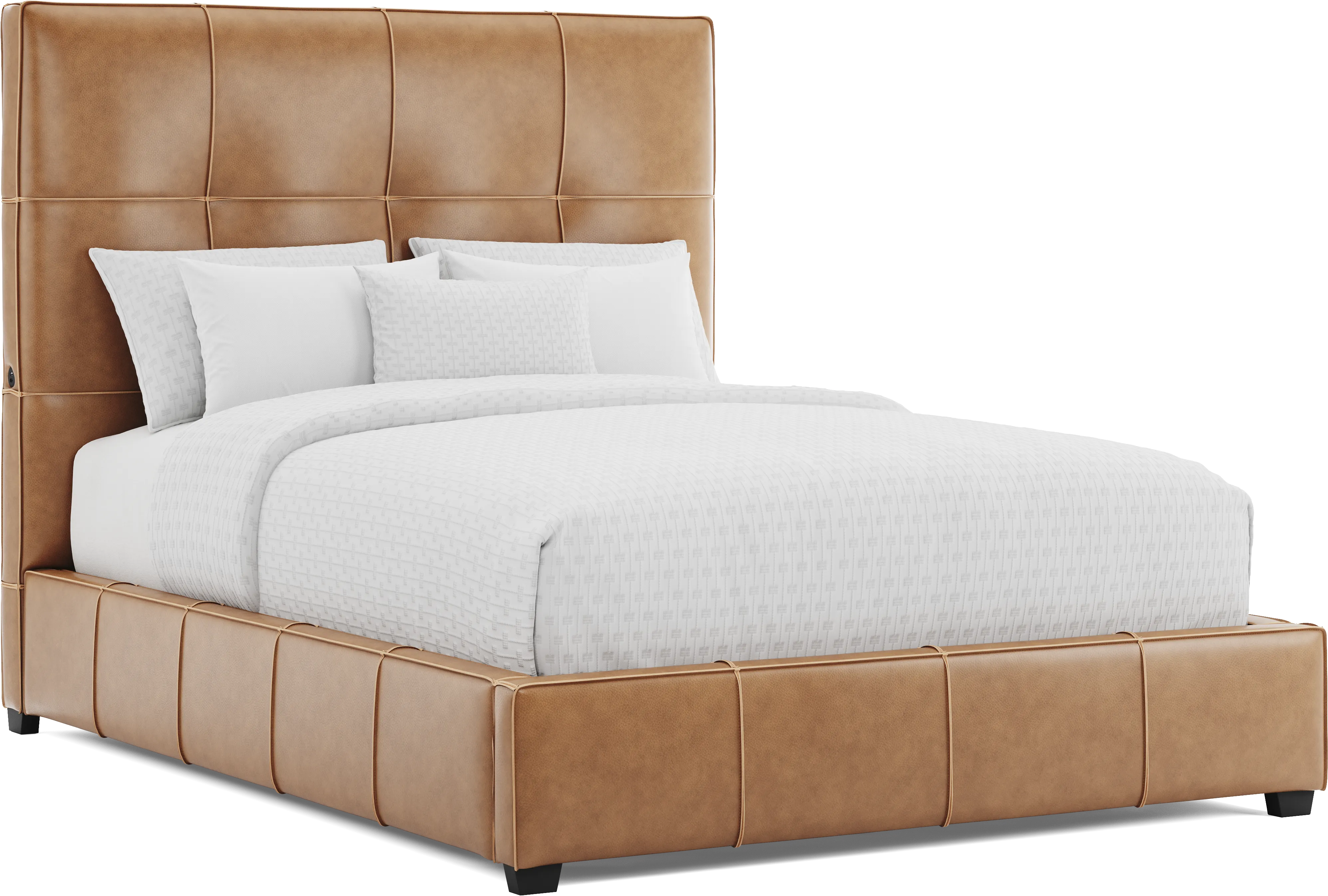 Cindy Crawford Home Kailey Park Oak 5pc Bedroom with Giselle Camel Queen Upholstered Bed - Thumbnail - Image 2