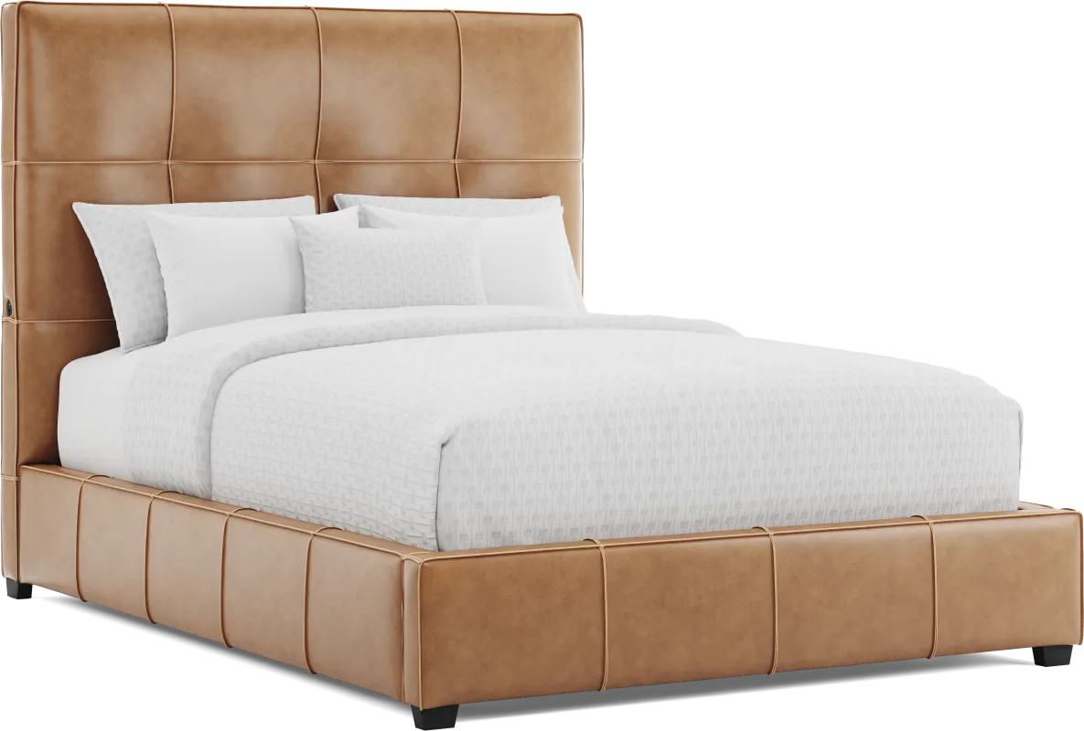 Giselle Camel Leather 3 Pc Queen Bed
