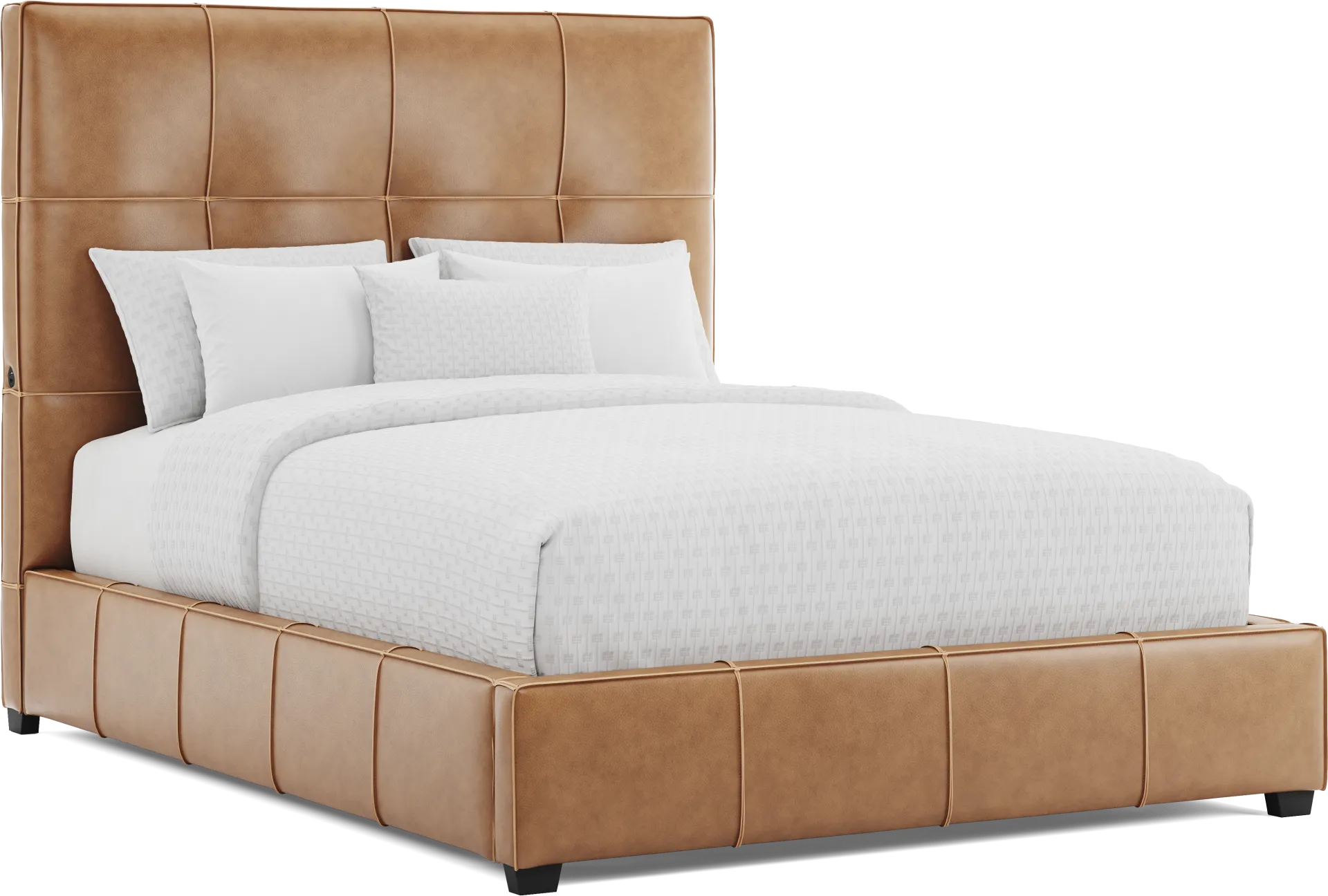 Giselle Camel Leather 3 Pc Queen Bed - Image 2
