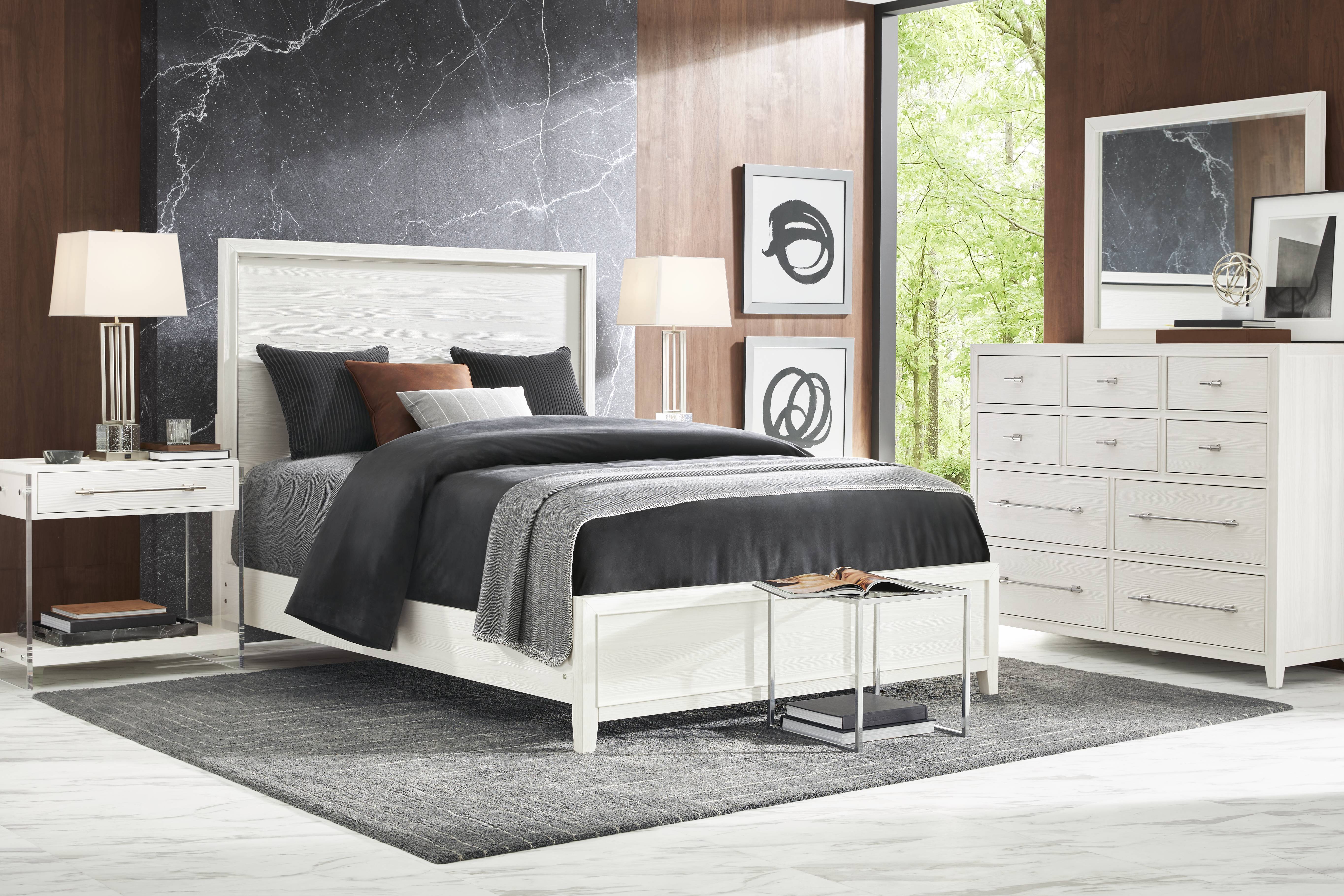 Aruba White 7 Pc King Panel Bedroom - Thumbnail - Image 1
