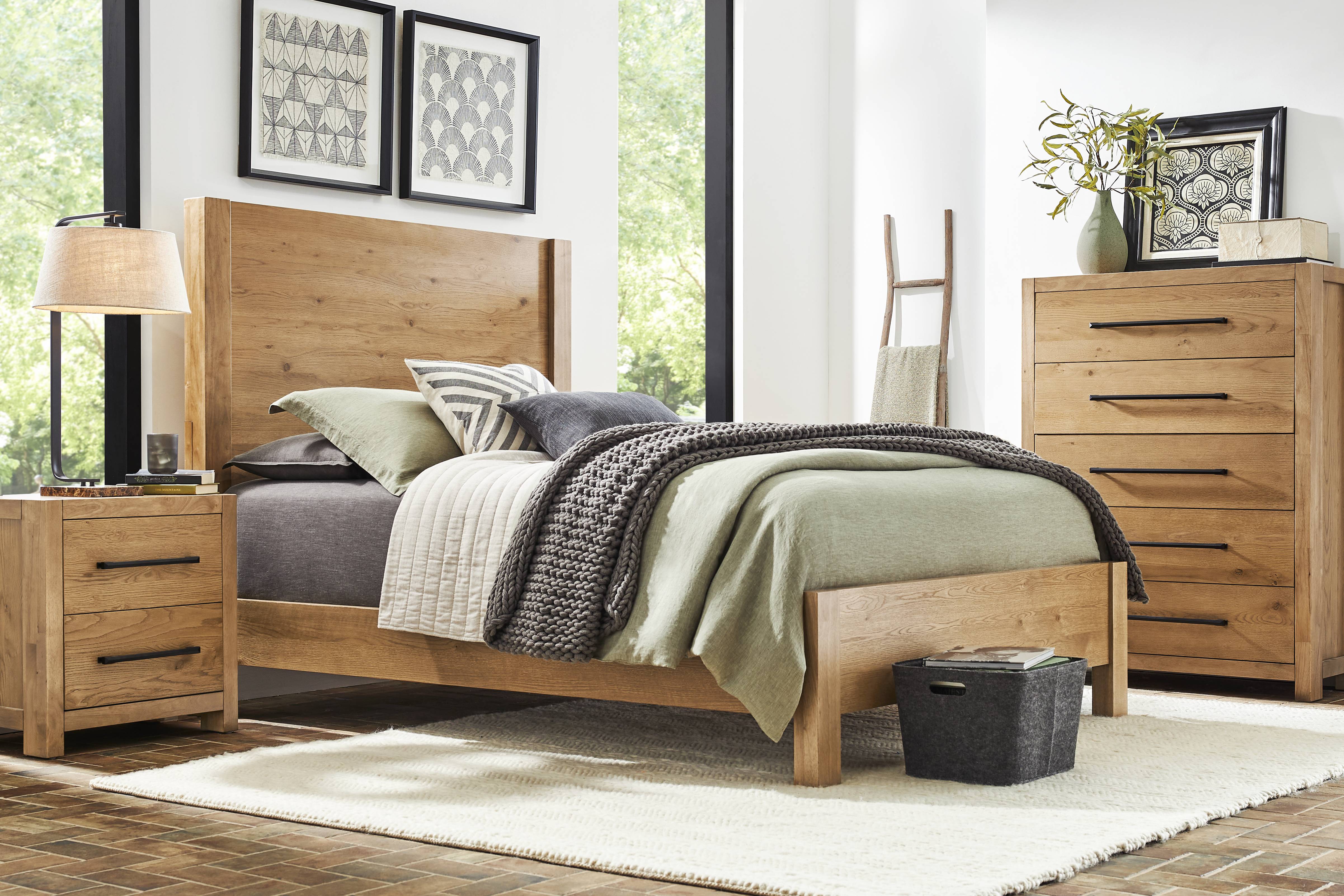 Ithaca Natural 5 Pc Queen Panel Bedroom - Thumbnail - Image 1