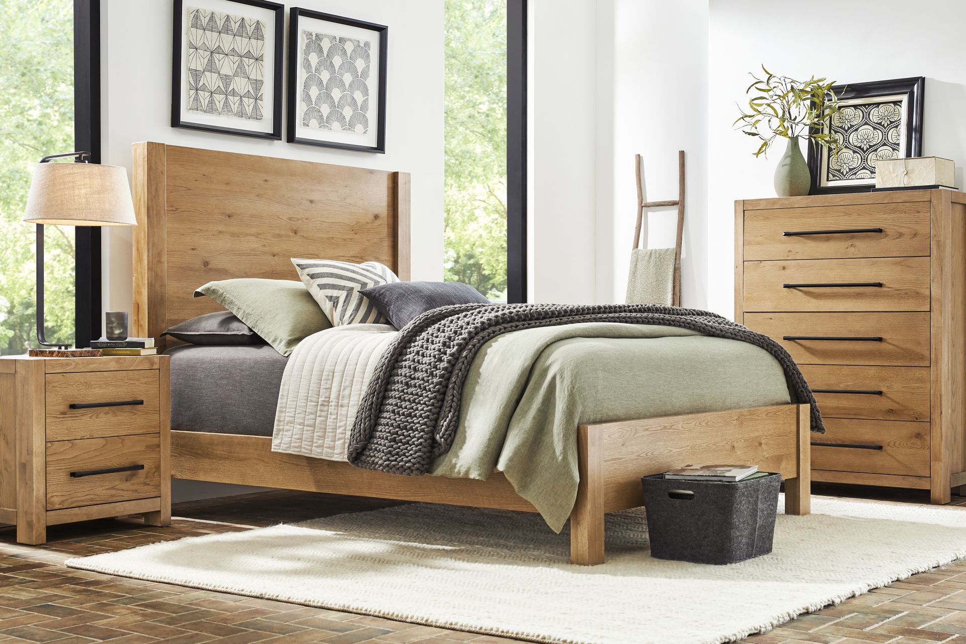 Ithaca Natural 5 Pc Queen Panel Bedroom - Image 1