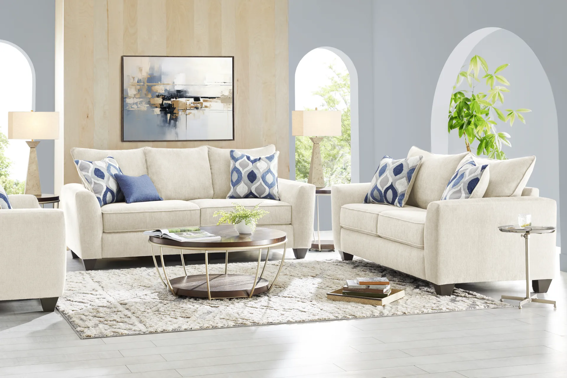 Dennin Heights Beige Loveseat - Image 1