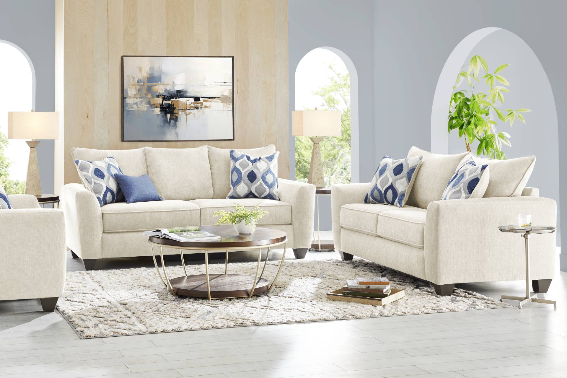 Dennin Heights Beige 5 Pc Living Room full room