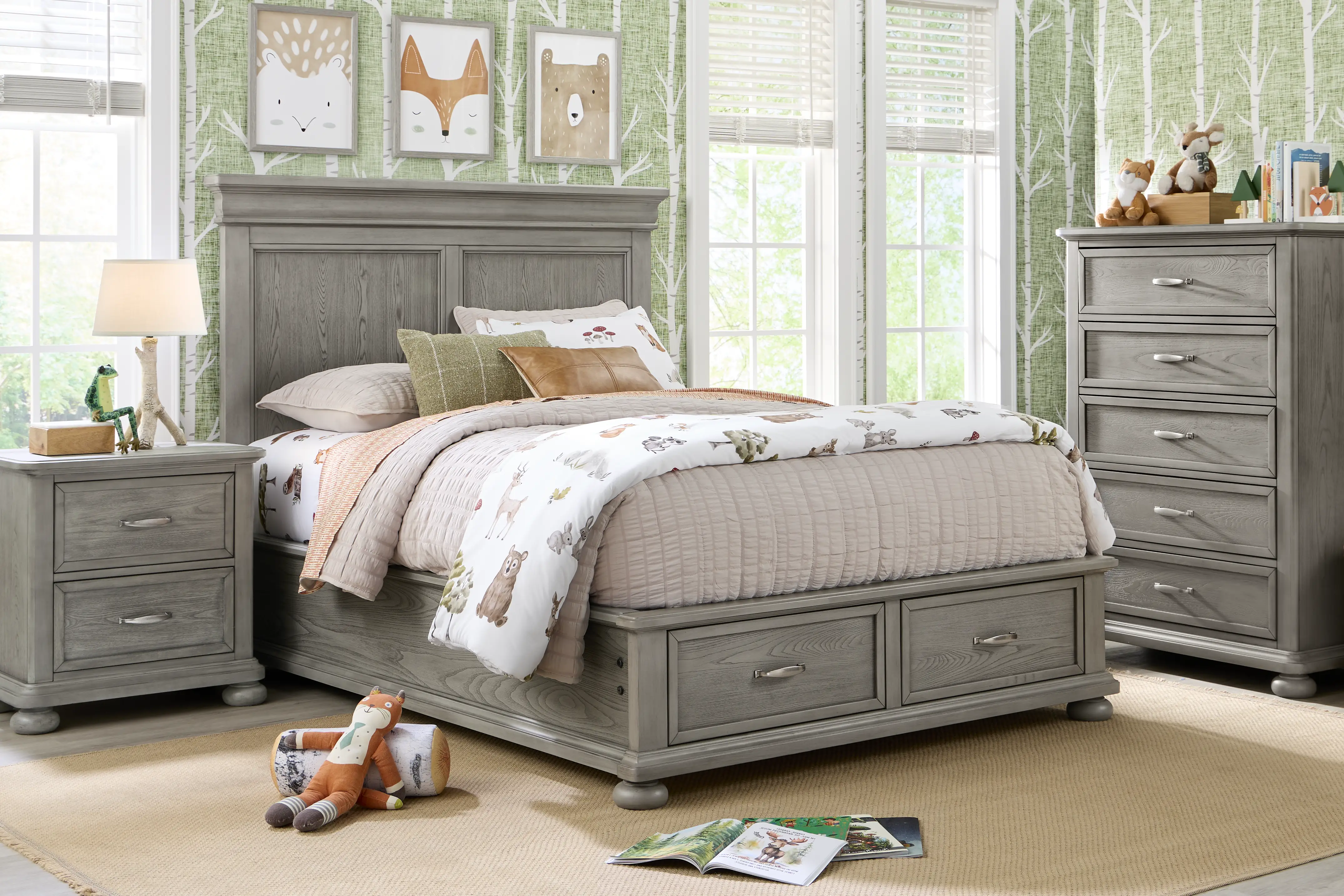 Kids Woodland Adventures Classic Gray Full Storage Bedroom - Thumbnail - Image 1