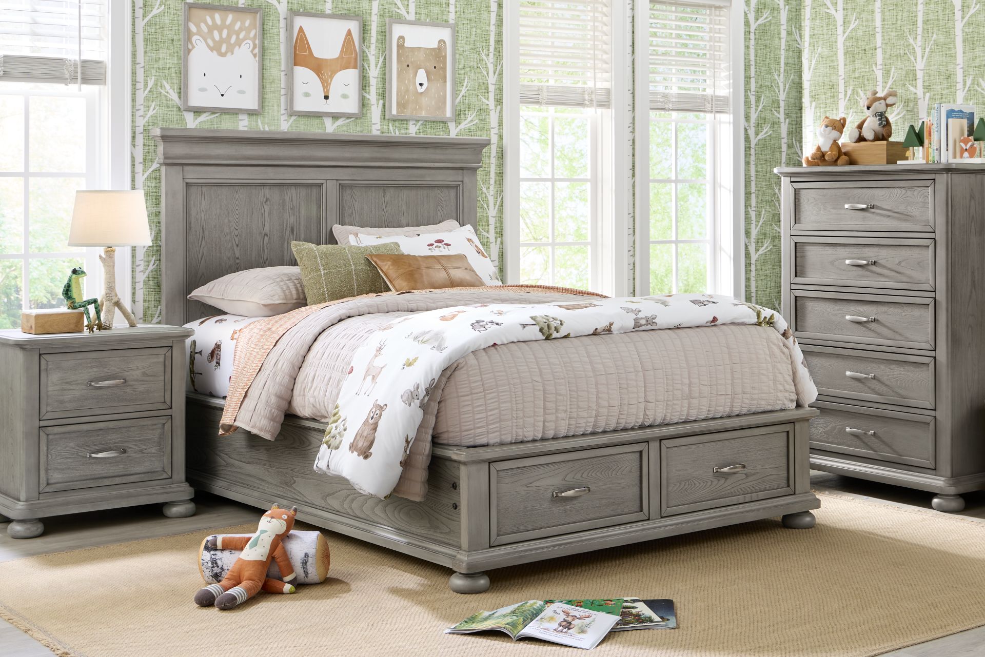 Kids Woodland Adventures Classic Gray Full Storage Bedroom - Image 1