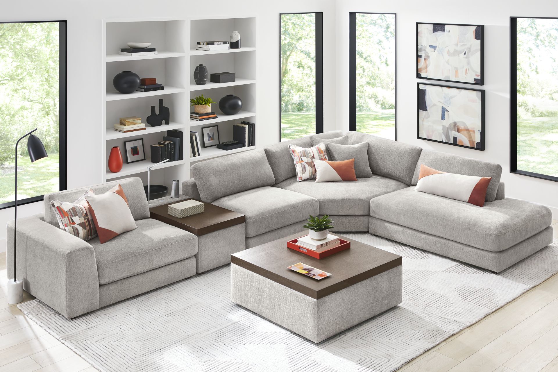 Gray 5 Pc ModularThree with Media Console - Image 1