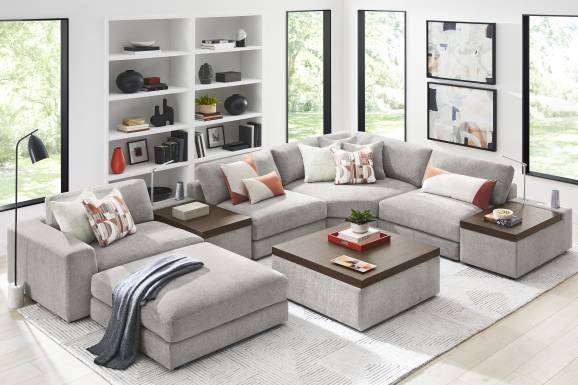 Gray 7 Pc ModularThree with Media Consoles