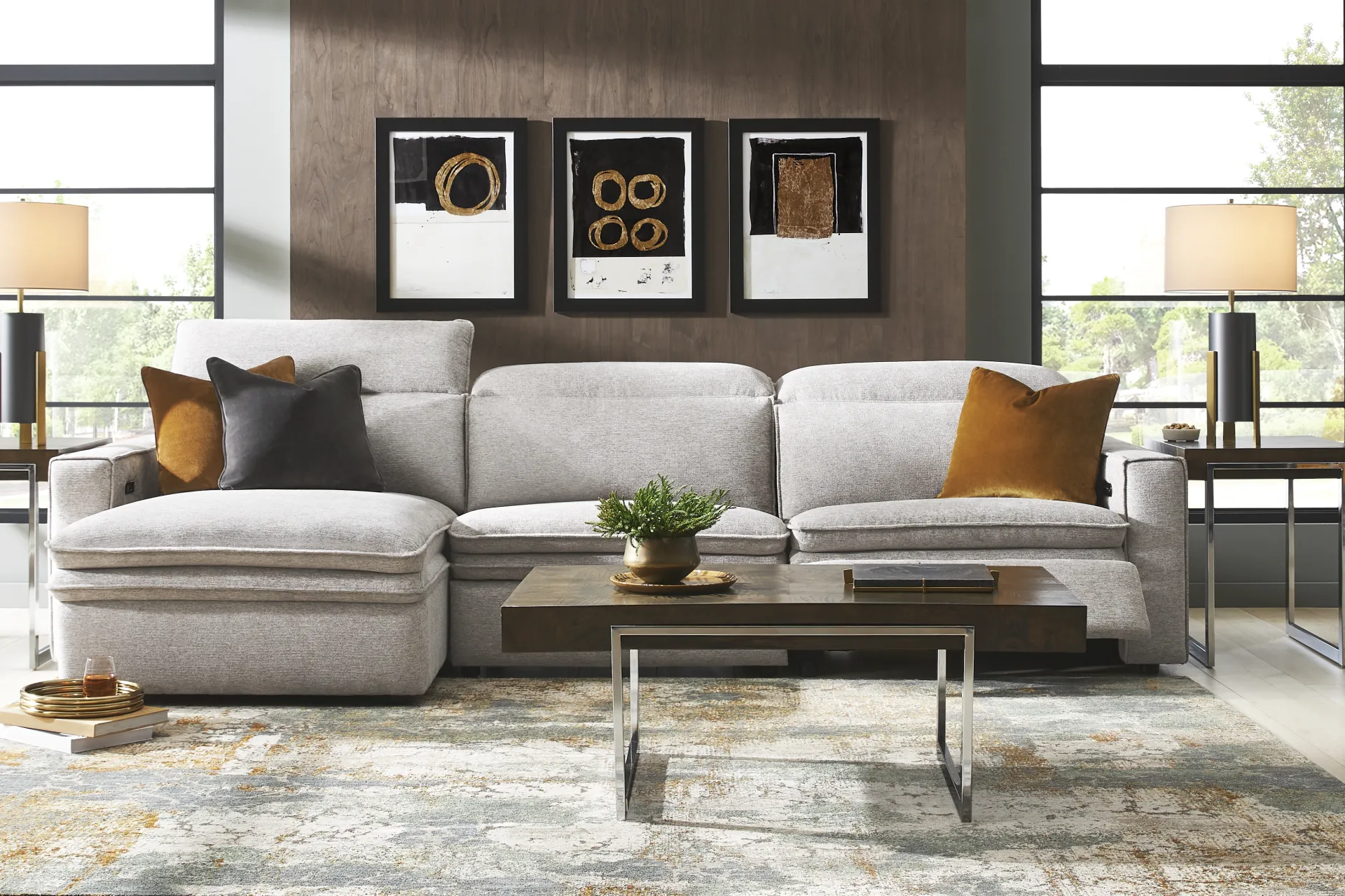 Salvator Street Gray 3 Pc Dual Power Reclining Sectional - Image 1