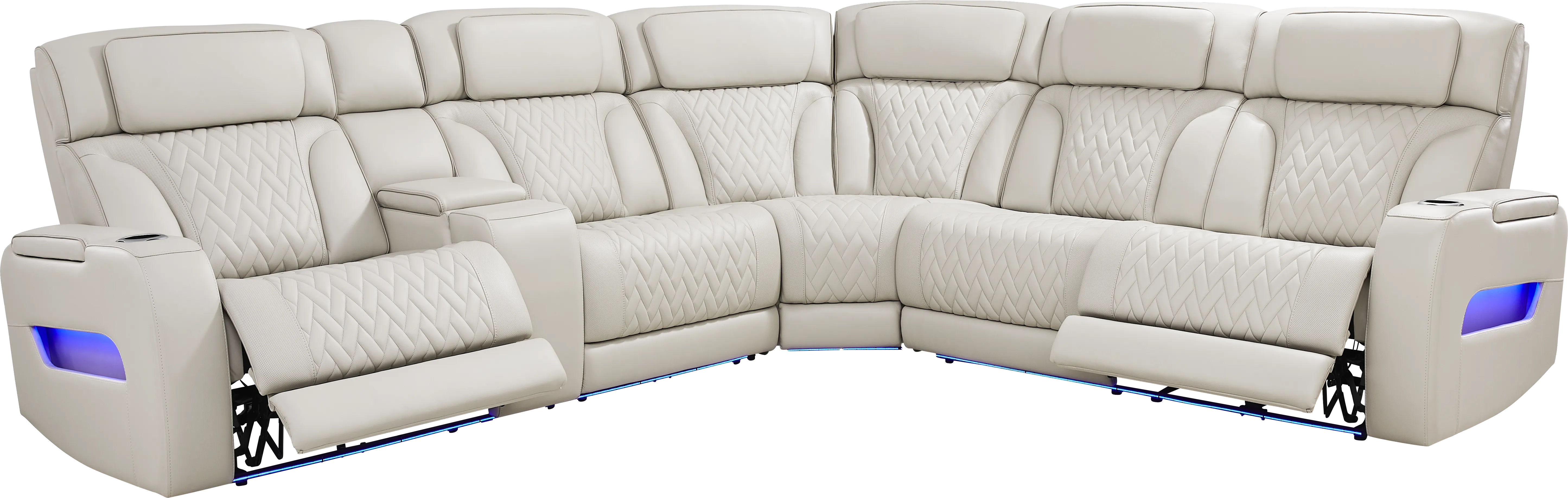 Encore Gray Leather 3 Pc Triple Power Reclining Sectional - Thumbnail - Image 1