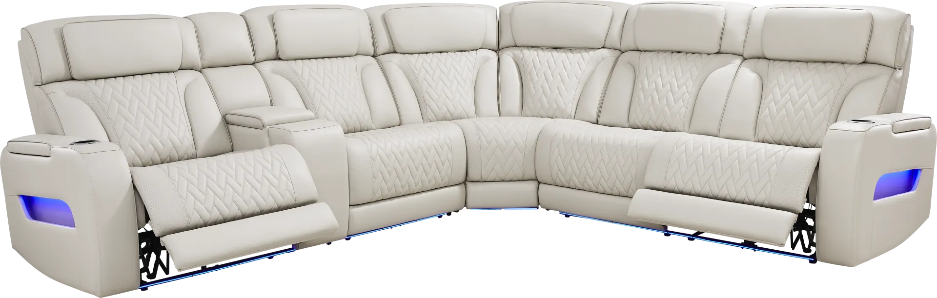 Encore Gray Leather 3 Pc Triple Power Reclining Sectional - Image 2