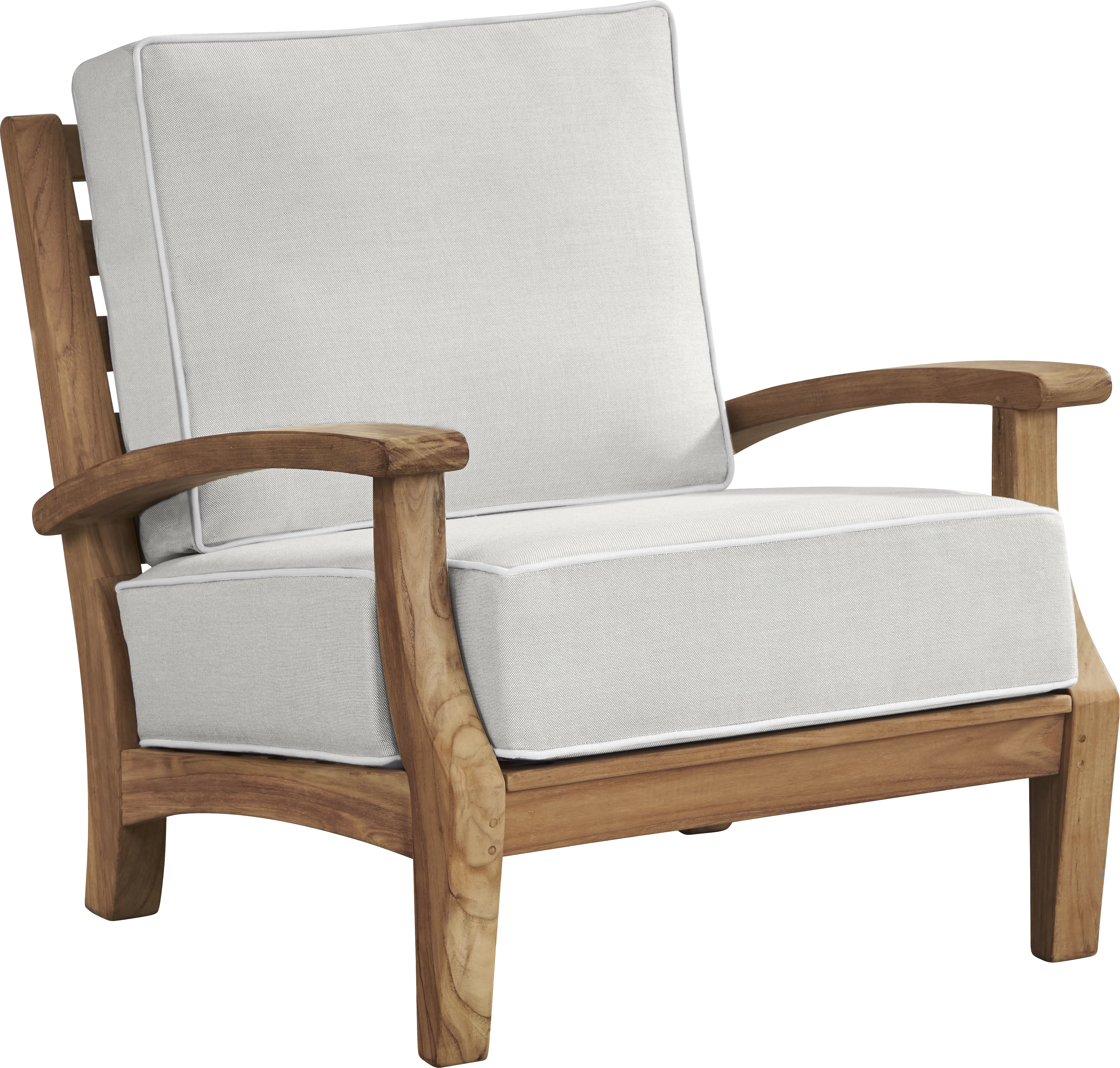 Pleasant Bay Teak Outdoor Chair with Dove Cushions - Thumbnail - Image 1