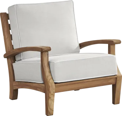 Pleasant Bay Teak Outdoor Chair with Dove Cushions